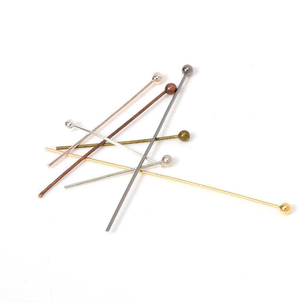 Handmade Copper Beaded Stud Earrings - Rustproof Ear Jewelry with Round Beads and Head Pins