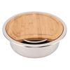 360x120mm 14.17x4.72in RV 304 Stainless Steel Sink Round Hand Wash Basin Sink with Bamboo Chopping Block for Boat
