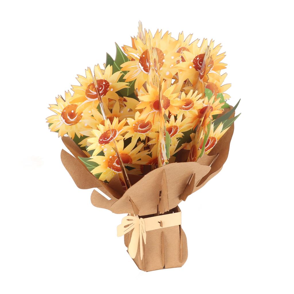 3D Sunflower Greeting Card Foldable Repeatedly Exquisite Flower Greeting Card for Valentine Day