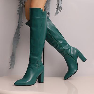 Women's High-heeled Boots, Sexy European and American Style Autumn and Winter New Pointed Thick-heeled Large-size Medium Boots