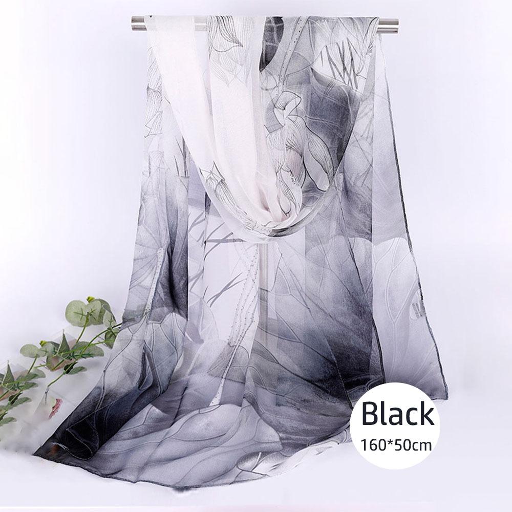 Floral Printing Silk Scarf Smooth Long Wraps Fashion Women Foulard Women