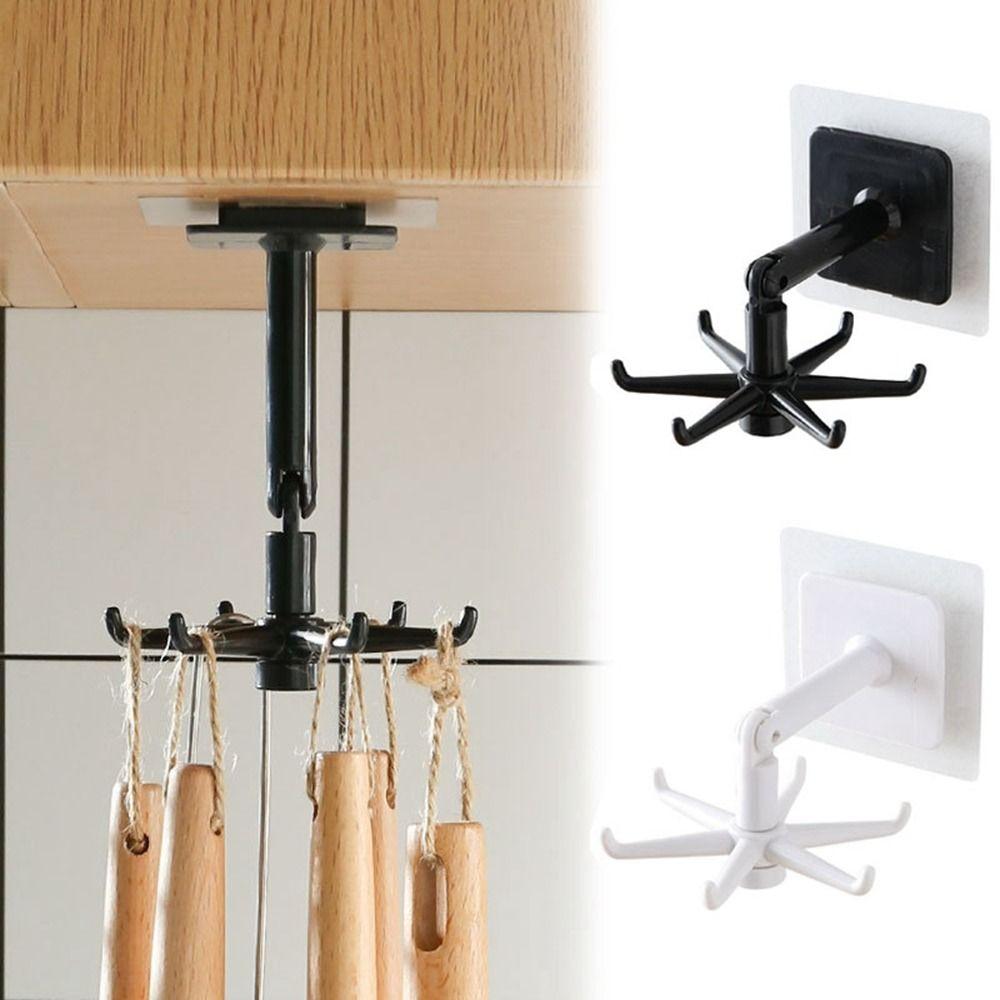 Rotated Punch-free Rotatable Wall Mounted Door Hook Clothes Hanger Kitchen Organizer Towel Rack