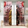 2pc   Window Curtains Art Japanese Sakura Kimono Girl Machine Washable Polyester  Without Electricity Festive Holiday for Bedroom