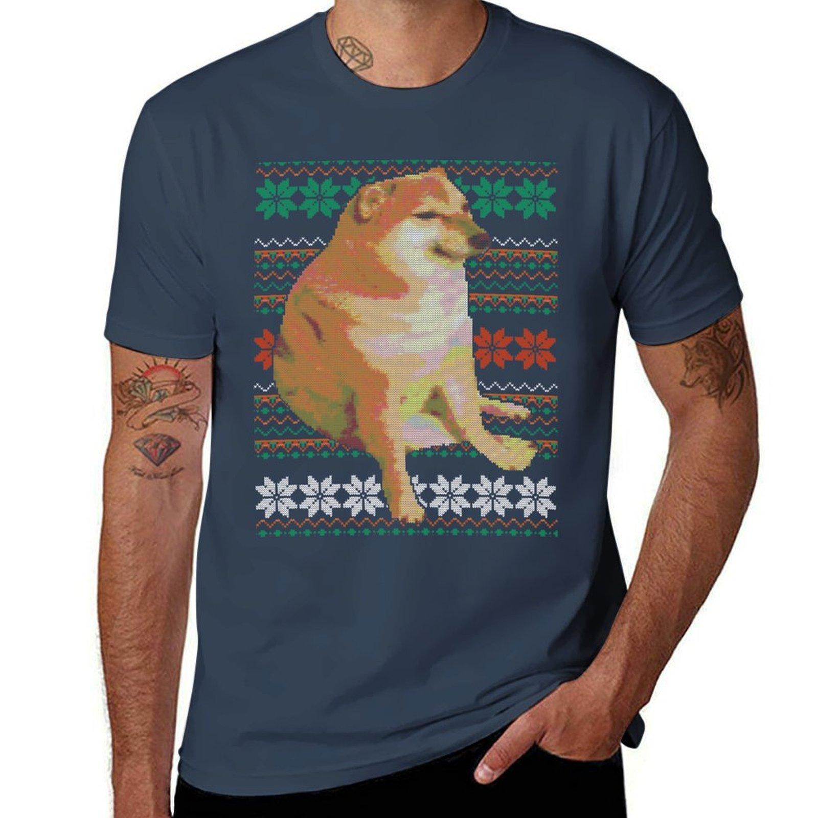 Cheems Doge Ugly Christmas Sweater Tshirt Running Perforunisexce Short Sleeve Tee S