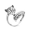 Anillo Vintage de Plata 925 Ajustable Zorro para Mujer Hermoso Anillo Moda Boda Compromiso Joyería Fiesta Regalos para Mujer