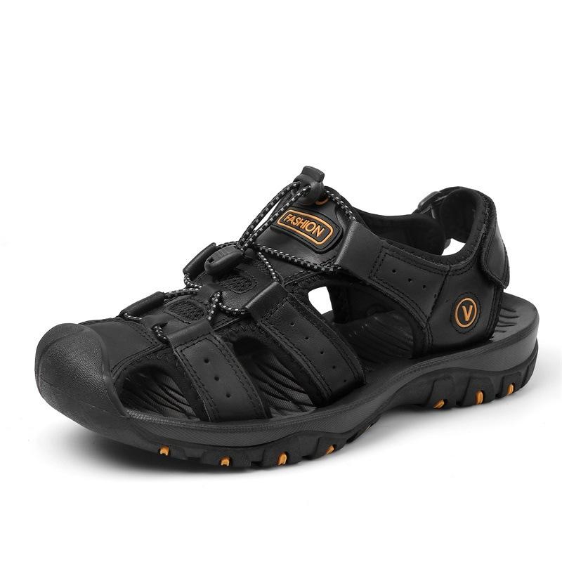 Leather sandals men s high-end real cowhide summer outdoor men s bag head casual beach shoes genuine leather men s outdoor cool slippers 38