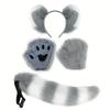 3-Pack Anime Cosplay Fox Ear Headbands, Fluffy Tail and Paw Gloves, Cute Faux Fur Animal Costume Accessories for Halloween Parties