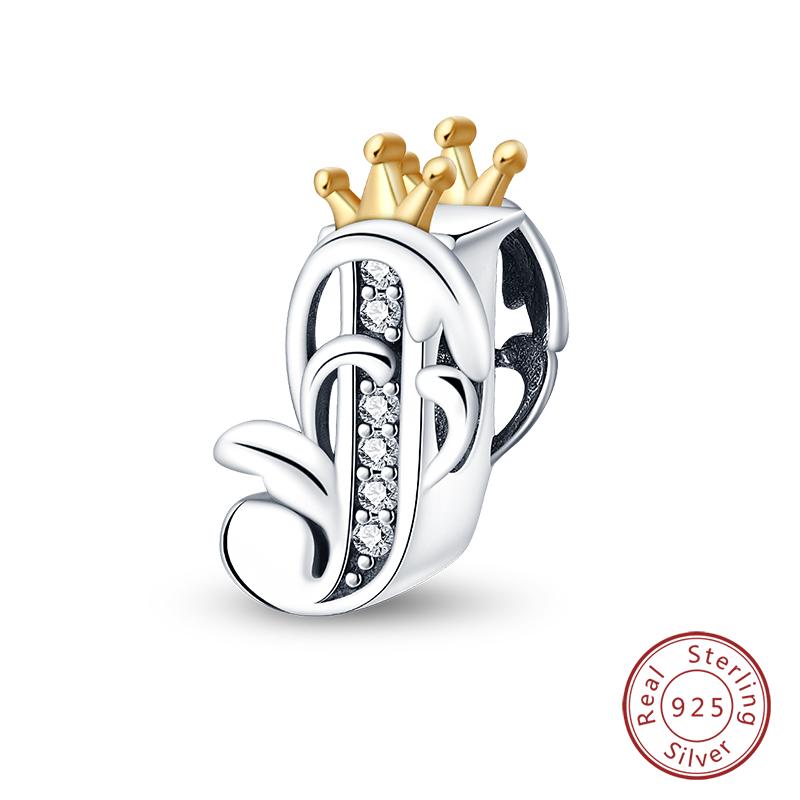 Charms Fit Qikaola Original Bracelets Classic Crown 26 Letters Alphabet Charms Beads For Women Fine Diy Wedding Jewelry Gift