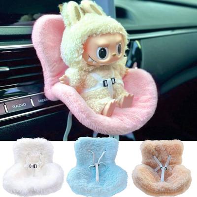 Autobelüftung Kindersitz Weiche Kawaii Puppe Sitz Auto Ornament Plüsch Kindersitz Auto Luftauslass Dekoration für 17cm Puppen
