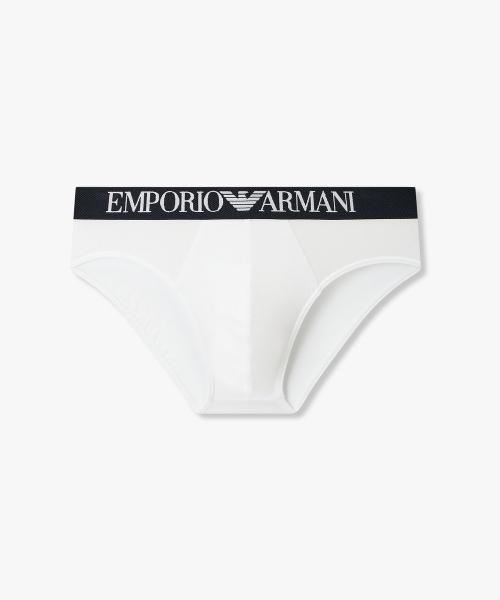 

[Emporio Armani Underwear] Мужские хлопковые слипы с текстурированной резинкой 0816111155 [Отправка из Кореи] 100% Оригинал White - S