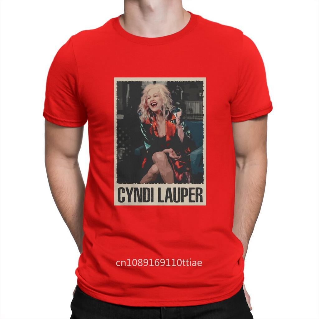 Men's T-Shirts American Singer And Actor Nominated For An Emmy Award Cool Pure Cotton Short Sleeve Cyndi Lauper T Shirt