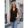 Chaleco Camiseta sin Mangas Holgado de Solapa con Cremallera para Mujer Primavera y Verano Nuevo Color Sólido