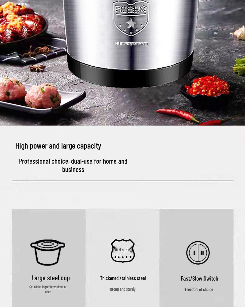 High Power Stainless Steel Electric Meat Grinder & Multifunctional Mixer for Home and Commercial Use