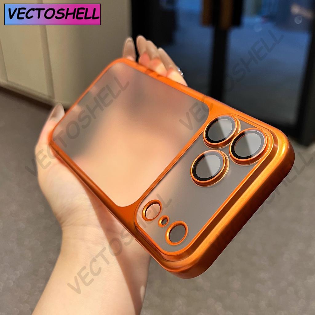 Official Cosmic Orange Plating Frosted Translucent Thin Case For iPhone16 15 14 13 12ProMax Air Series Bumper Cover for 17Case
