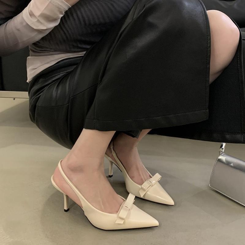 

Fashion elegant ladies high heels sandals pointy bowtie slingback summer shoes thin heel gladiator sandalias zapatillas de mujer tacón 35 абрикосовый