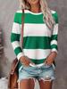 T-shirt da Donna con Stampa a Righe 3D Moda Manica Lunga Girocollo Top Regolari Vacanze Weekend Primavera e Autunno