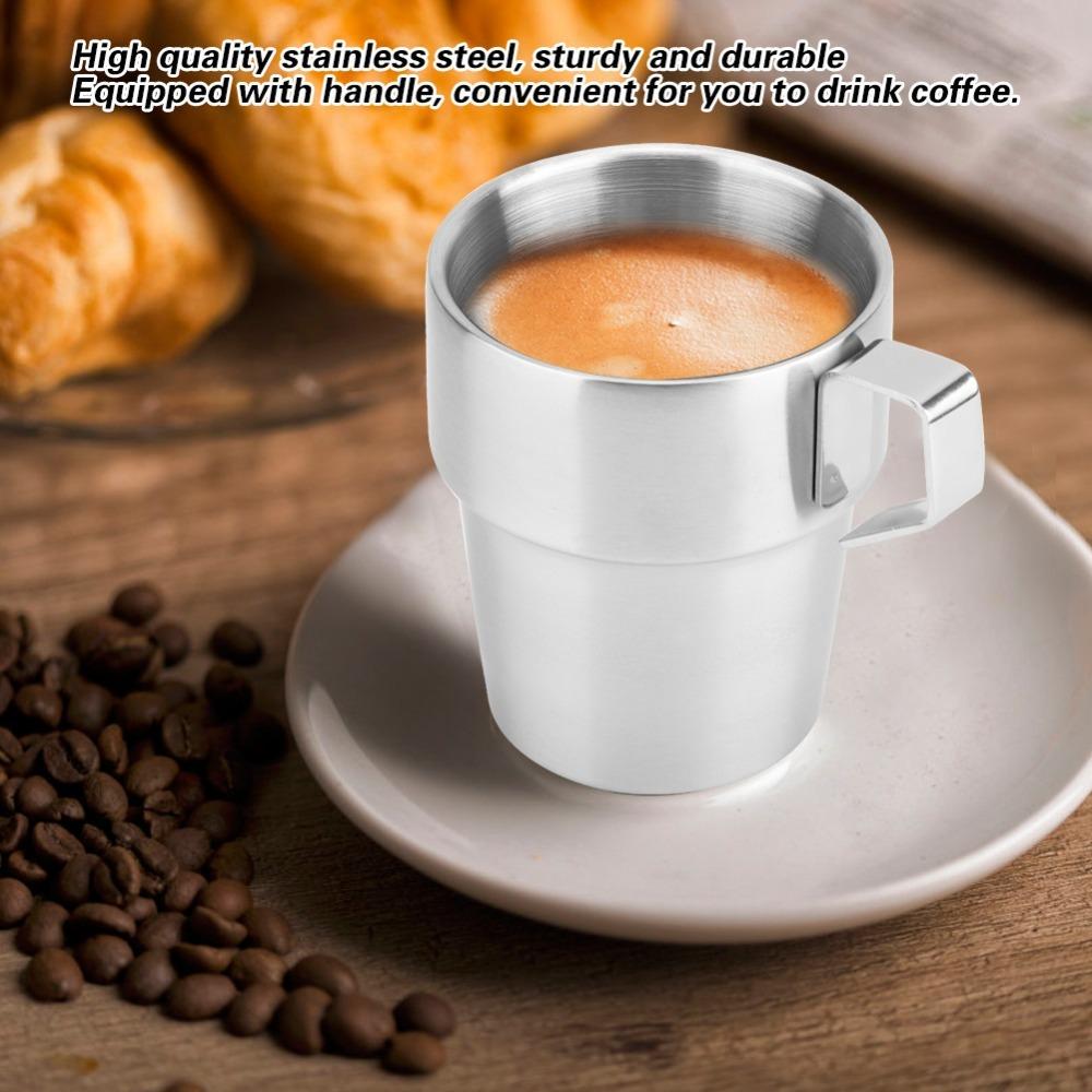 Double Wall Stainless Steel Coffee Cup Stainless Steel Espresso Cups  Coffee Drink