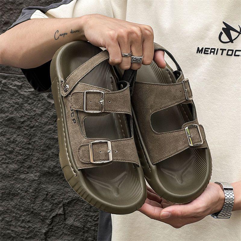 Mens Thick Sole Sandals Breathable Slip-On Casual Shoes Beach Outdoor Wear