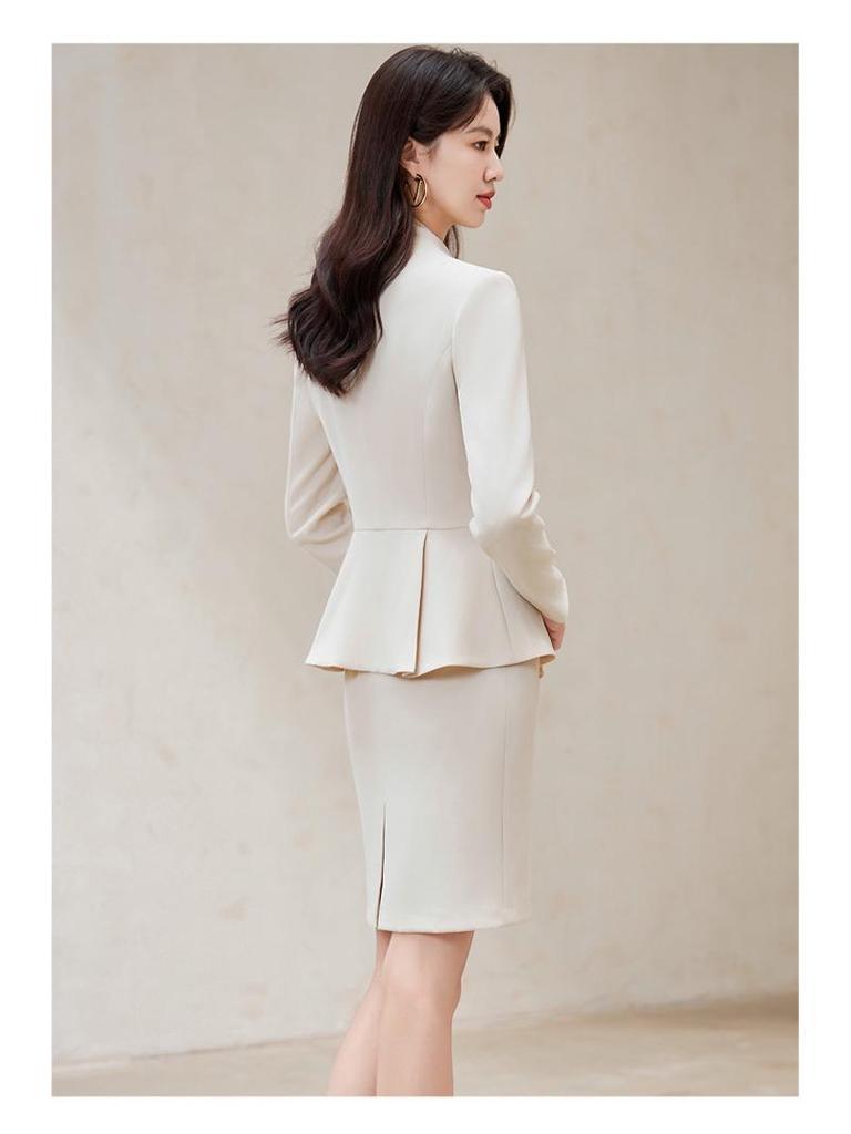 Professional Women's Suit Skirt Set 2024: Elegant Slimming Workwear for Beauty Salon and Property Consultants