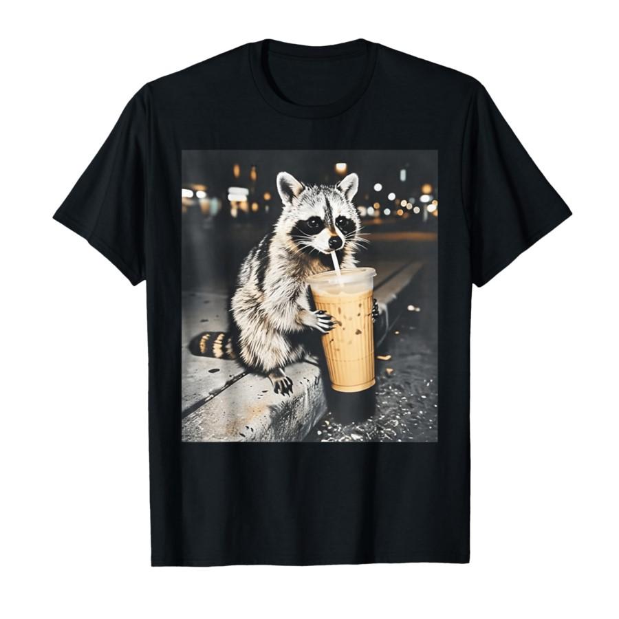 

Funny Raccoon Drinking Iced Coffee Animal Meme T-shirt For Men Women 100% Cotton T Shirts Short Sleeve Tops 0206-1 - Men s Su... S разноцветный