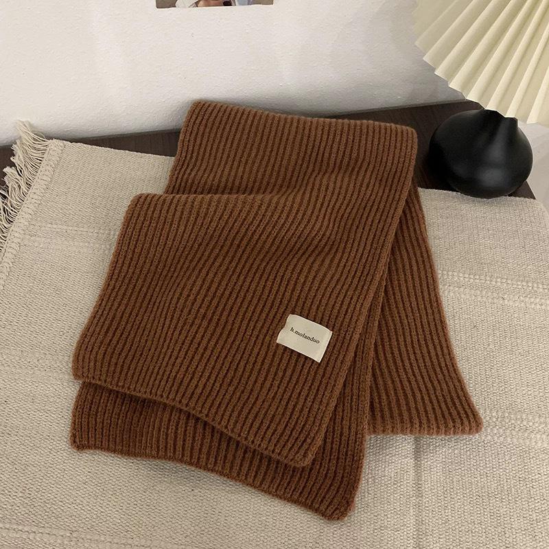 Korean Style Versatile Knitted Scarf for Women - Green, Blue, Red, Warm & Stylish for Autumn/Winter