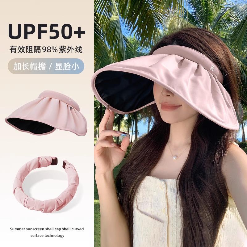 New Summer Sun Protection Hat for Women, UV Protection Casual Wide Brim Headband Style Shell Open-Top Sun Hat