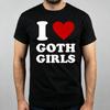 Unisex Modal T-Shirt Ich liebe Goth Girls Herzaufdruck Kurzarm Rundhalsausschnitt Lässig Lustiges T-Shirt Schwarz Weiß