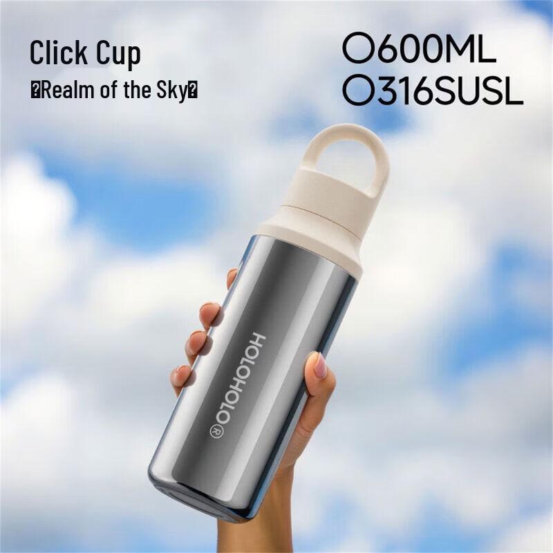 HOLOHOLO 600ml 316 Stainless Steel Insulated Mug with One-Button Lid and Handle