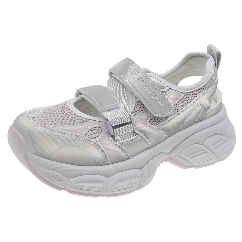 

Серебристый жареный стрит увеличивает и показывает ноги, кроссовки на небольшой платформе для папы, женские новые летние универсальные и легкие спортивные сандалии 2025 года 40 розовый