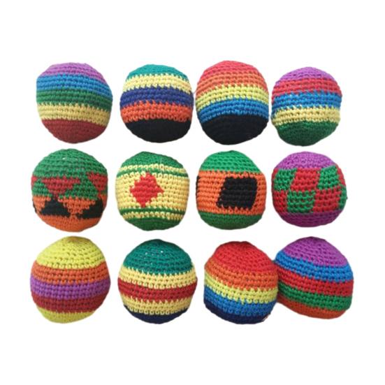 

Colorful Crochet Footbag Sack Balls Soft Textured Beanbags for Kids Hand-Eye Coordination Outdoor Group Games Party Favors Kindergarten Sports 12pcs