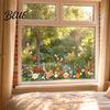 Beschädigungsfreier Glasaufkleber Bunte Blume Schmetterling Fensterfolie Wasserdicht PVC Statischer Aufkleber Abnehmbar Ohne Klebstoff für Haus Schlafzimmer Küche Dekoration