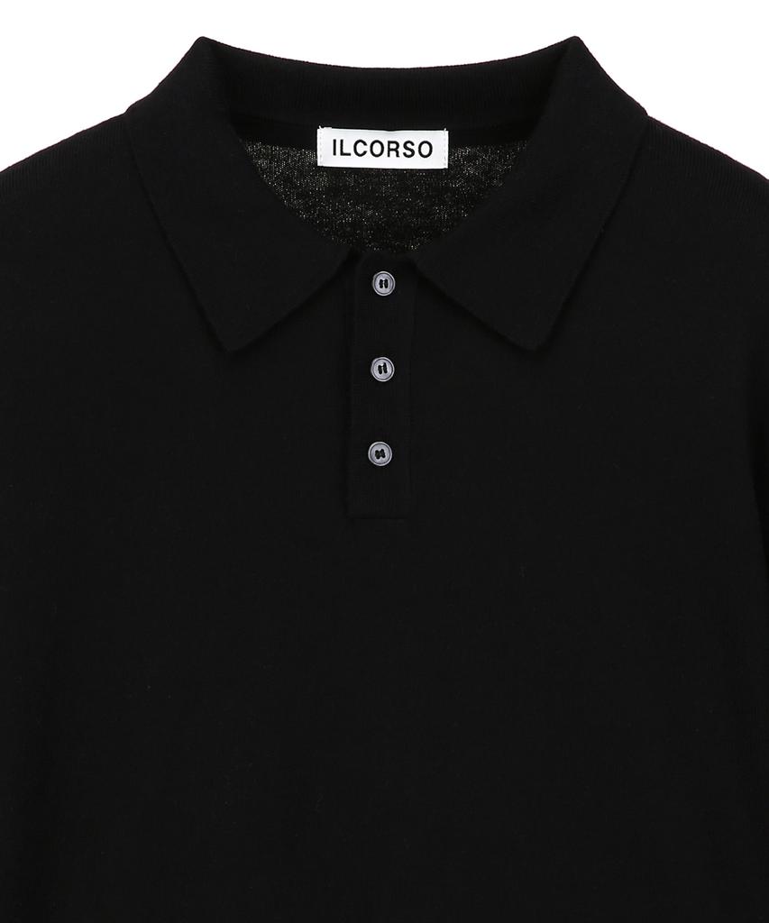 Il Corso Wool Blend Cozy Polo Knit Black Iesw5F505Bk