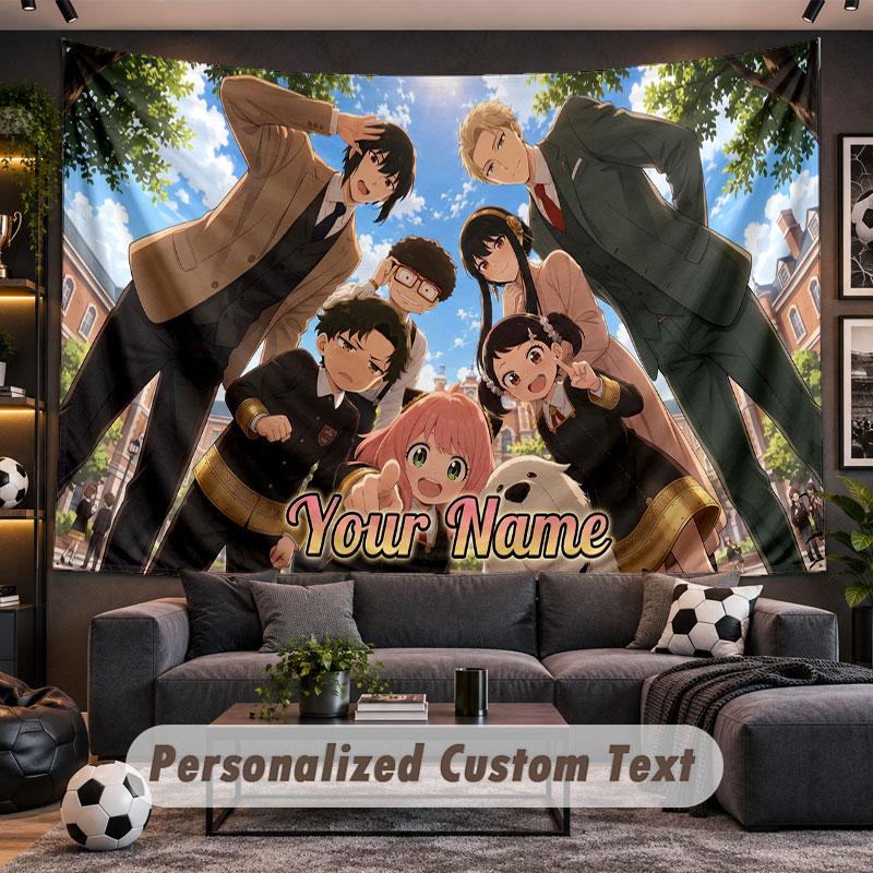 Wall Hanging Tapestry Custom NameSpy × Family Pattern Personalized Printed Fabric Wall Decor