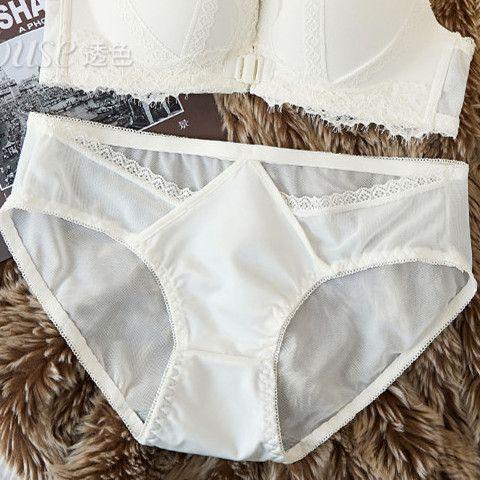 Front buckle small chest gathering women's underwear set new anti-sagging breast sexy leopard print back bra