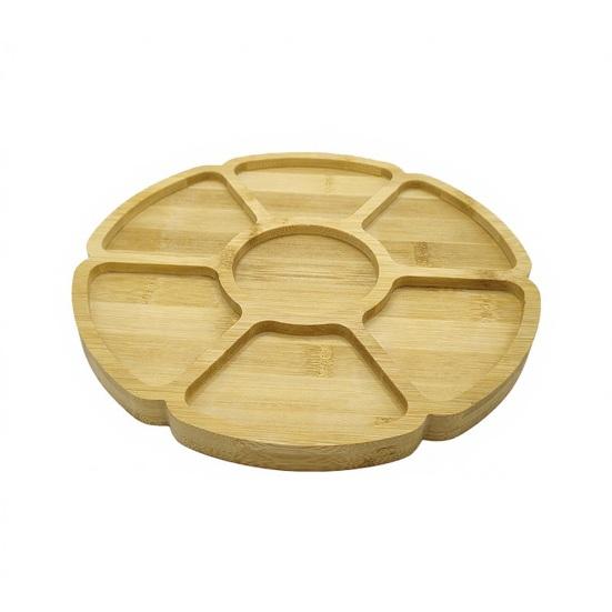 Appetizers Serving Tray Flower Shape Platter Bamboo Charcuterie Board for Party Wedding Engraved Gift for Entertaining Home Decor