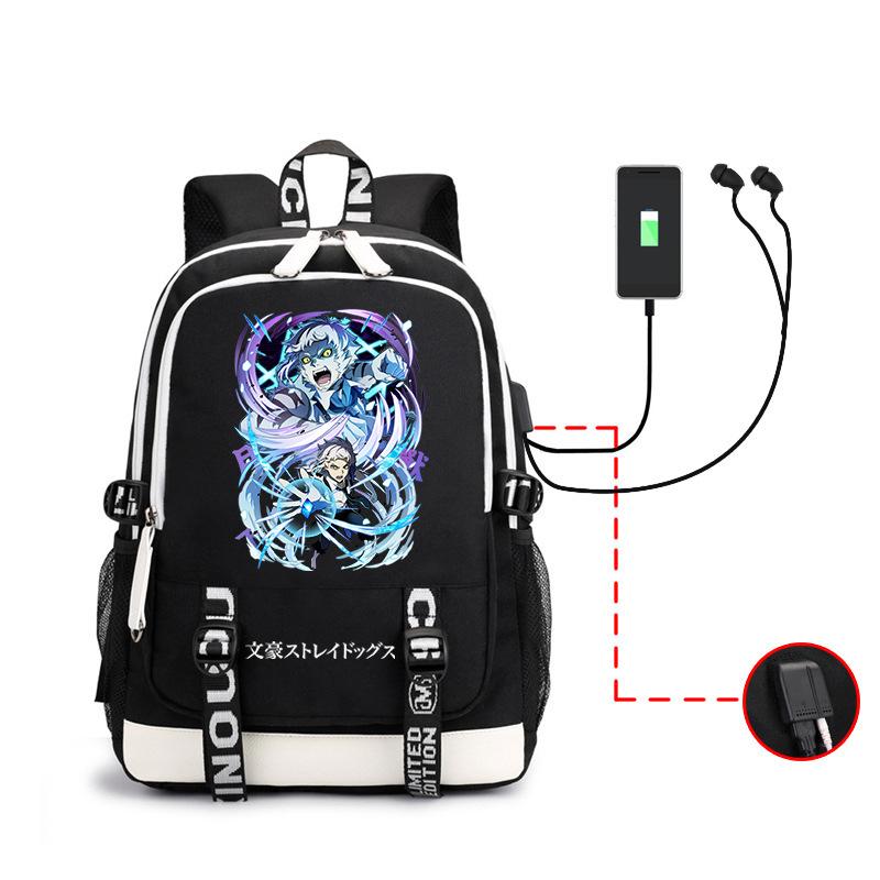 Anime Wenhao Wild Dog Men'S Backpack Usb Headset Backpack Student Outdoor Large Capacity Backpack