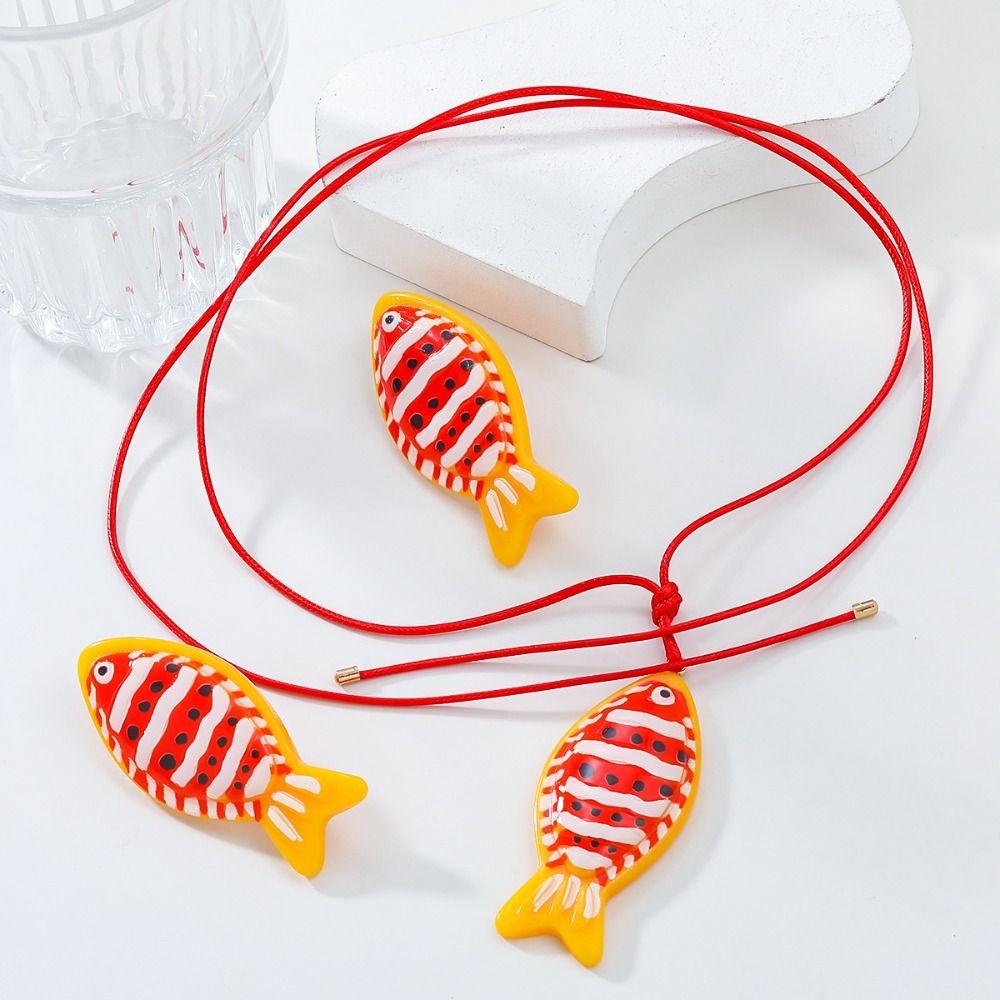 Cute Fish Necklaces Beach Ear Jewelry Creative Bohemian Drop Earrings Party