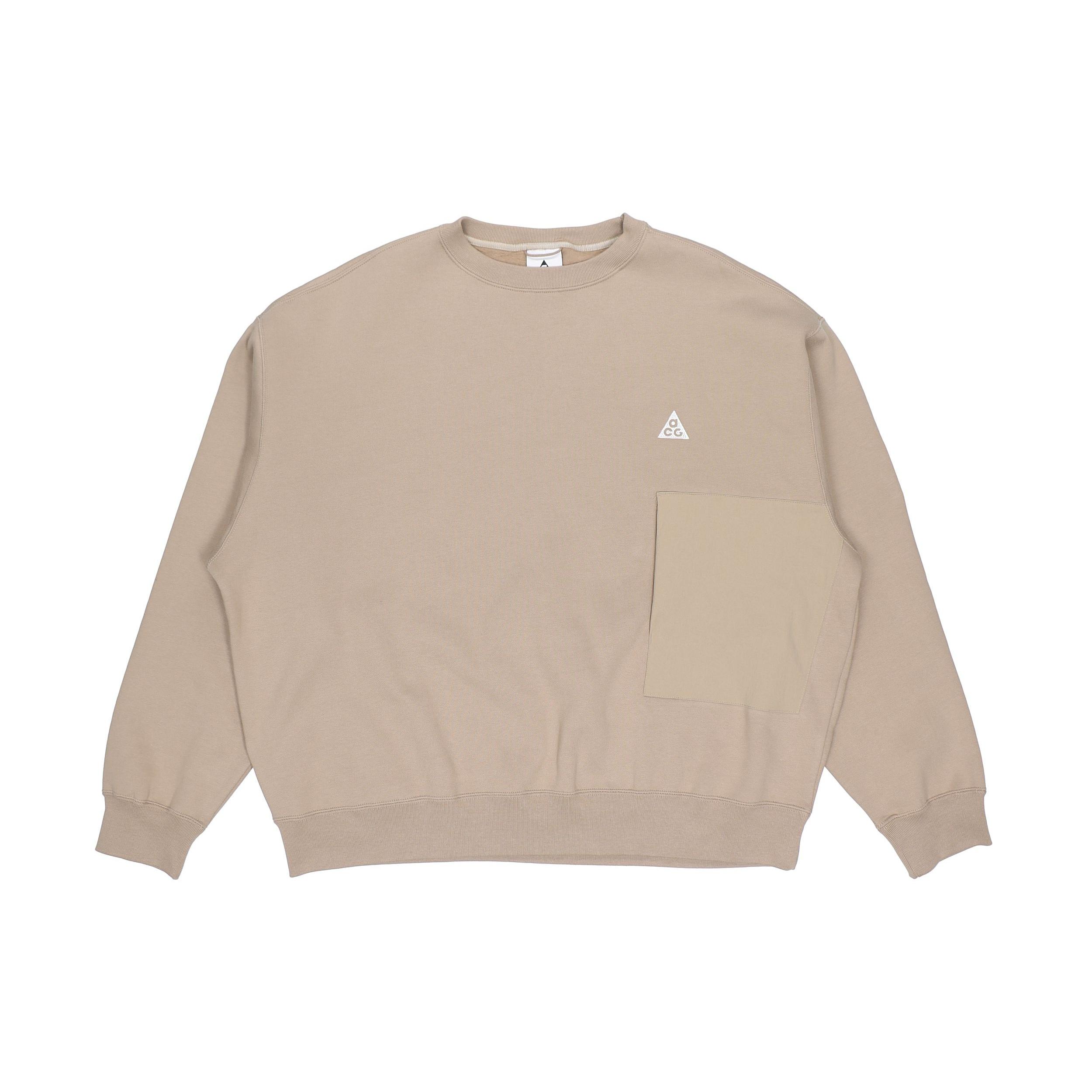 Nike ACG Solid Color Casual Sports Round Neck Khaki Men s CV0683-247 XS