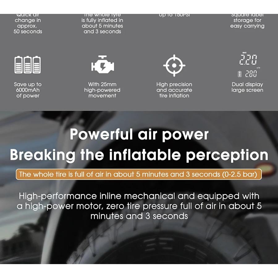 Wireless Tyre Air Pump Portable Car Air Compressor for Motorcycles Pickup Truck Digital Super Power Inflatable Pump