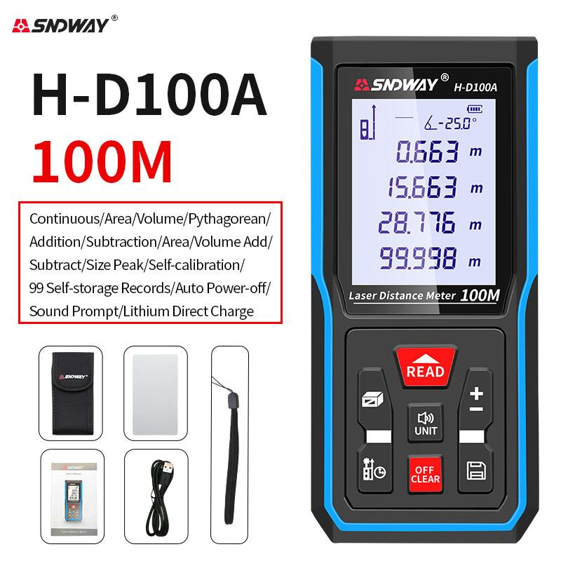 SNDWAY Laser Distance Meter 40M 60M 80M 100M 120M Rangefinder Trena Digital Range Finder Tape Measure Device Ruler Test Tool