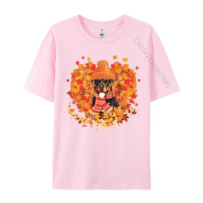 Rottweiler Dog Fall Pumpkin Autumn Tshirt Men Cute Printed Tshirts Adult Funny Tee Shirts Black Shirt Graphic Tees