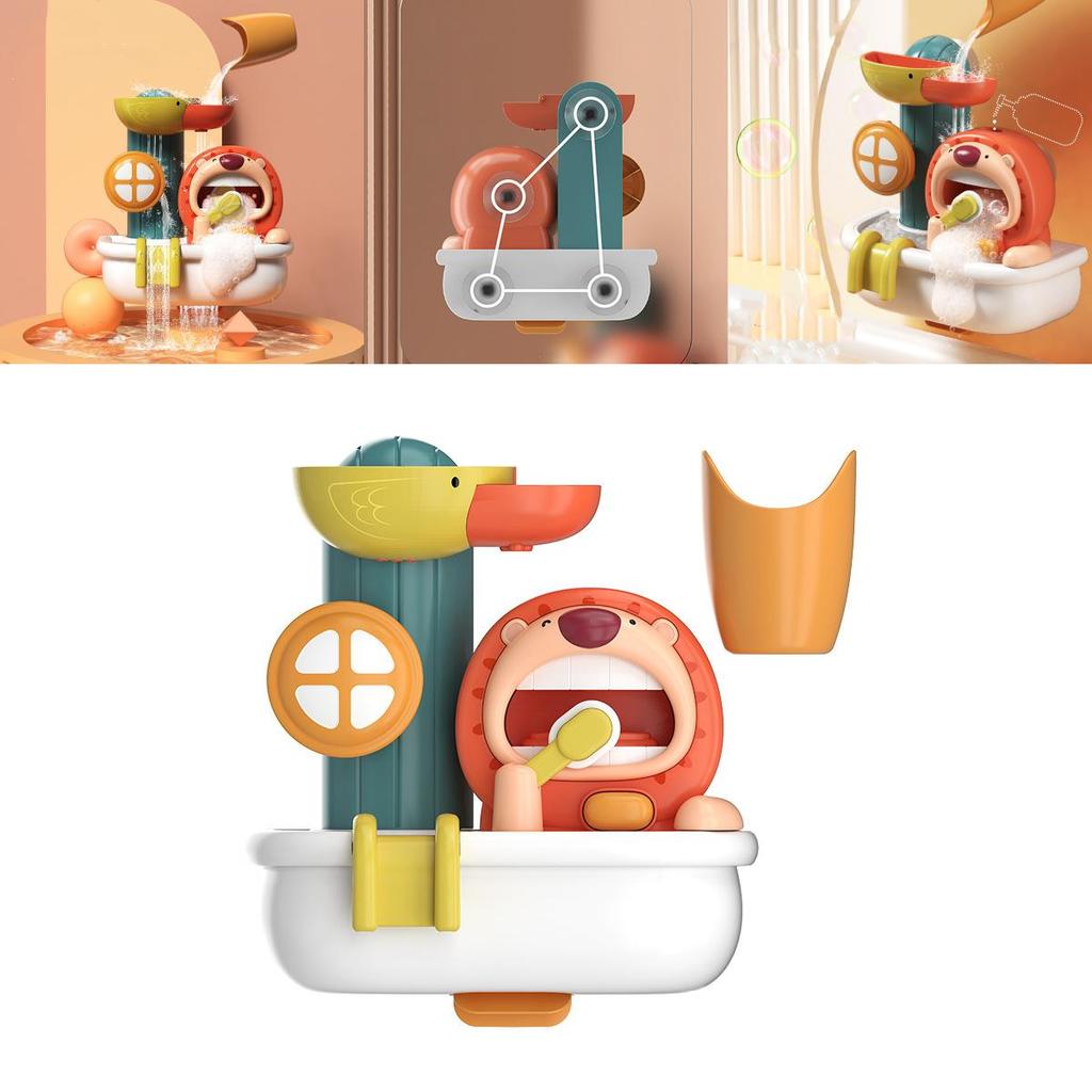 Lion Bubble Spinner Suction Cup Baby Bath Toy Water Spray Kids Shower Play