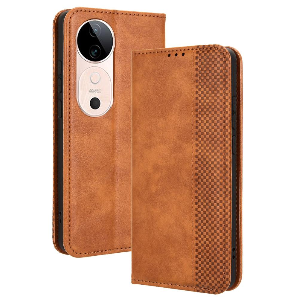 

For vivo S19 5G Case Retro PU Leather Wallet Phone Cover Stand Brown