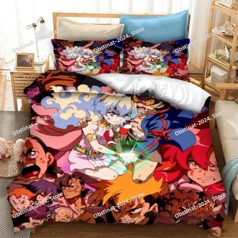 Anime Tengen Toppa Gurren Lagann Kamina Printed Bed Set Duvet Cover Pillowcase Bedding Set Bed Linen Sheet Quilt Cover Full Size