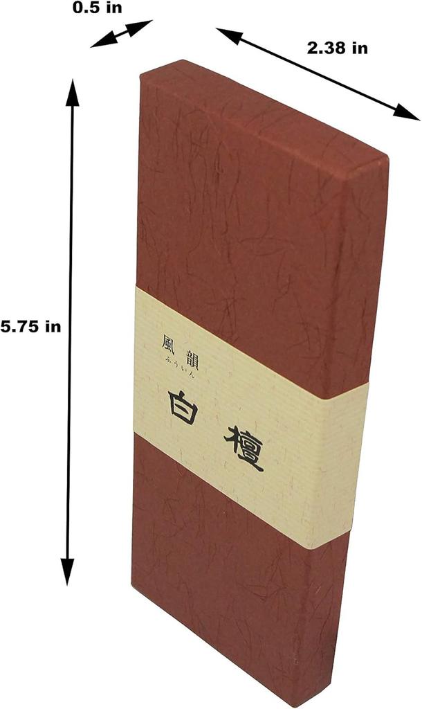 Minorien Japońskie patyczki kadzidłowe z drzewa sandałowego Fuin Byakudan Małe opakowanie - 5,3 cala 65 patyczków - Wyprodukowano w Japonii