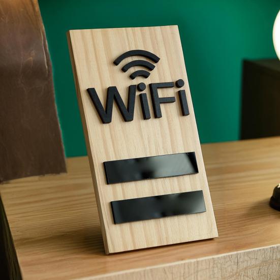 Yousheng Wifi Sign Tabletop Wooden WIFI Password Sign Wireless Network Display Board for Restaurant Supermarket Office Home Bar Coffee Dorms