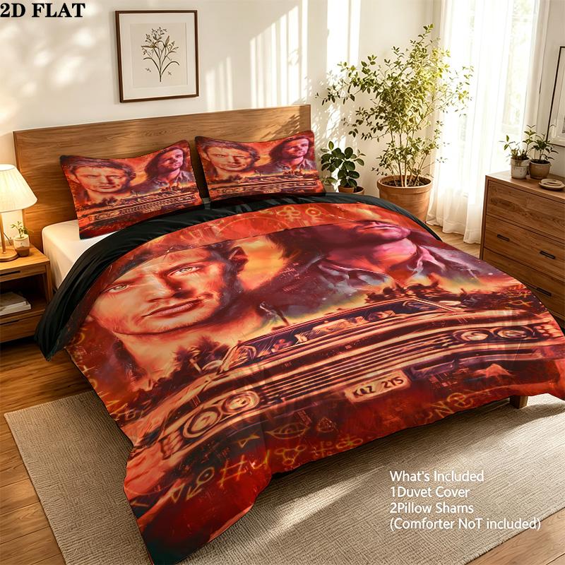 Supernatural Pattern Bedding Quilt Set Quilt Cover Pillowcase Home Birthday Gift(1 * Duvet Cover + 2 * Pillowcase, Without Core)