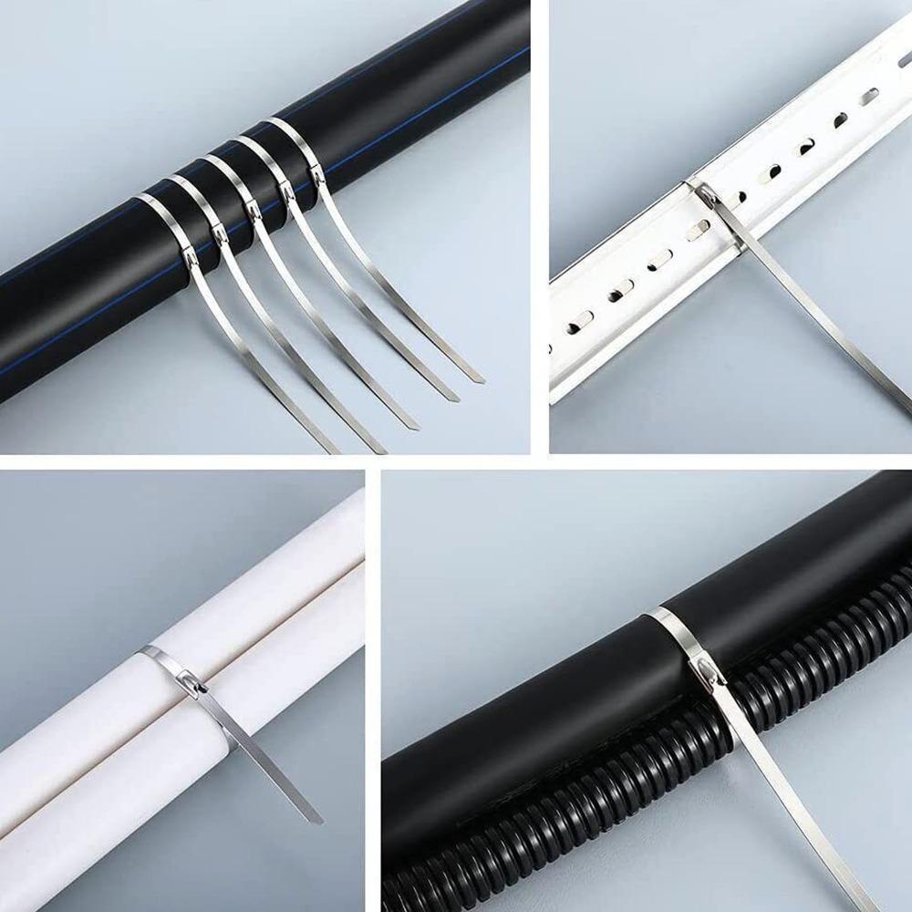 200 Pcs Self Locking Cable Tie Stainless Steel Self Locking Cable Tie Zip Tie  Exhaust Wrap