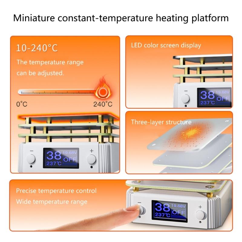 65W Digital Display Heating Soldering Plate Welder Hot Preheating Chip Welding Station 20V for Repair Laboratory