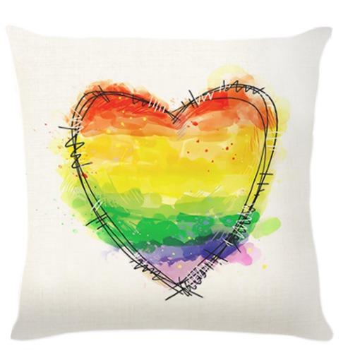 Love Heart Rainbow Print Pattern Home Decor Pillowcase Bedroom Living Room Sofa Decoration Polyester Cushion Cover with Zipper